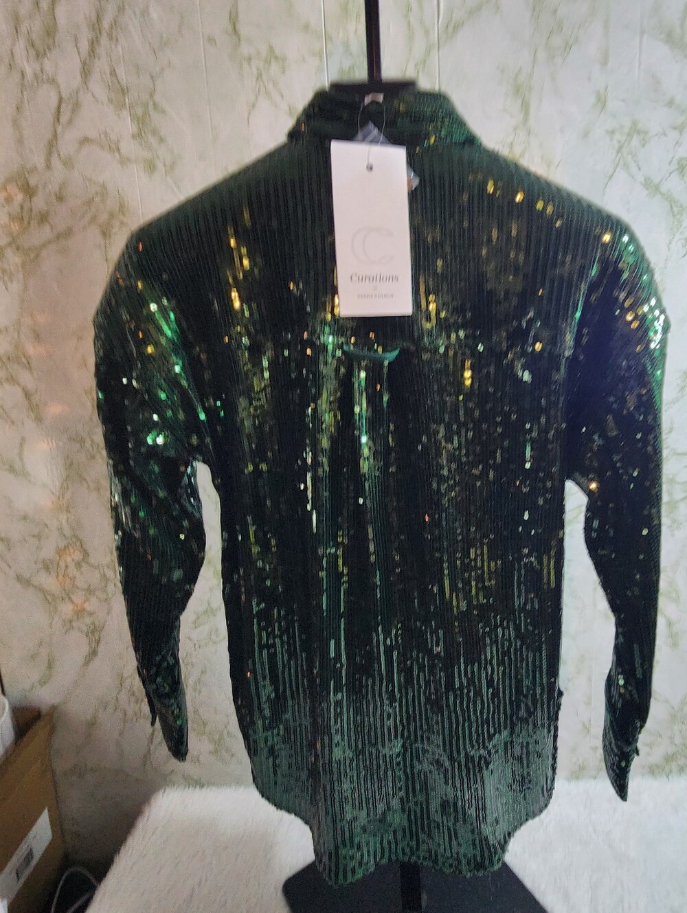 Curations DEBBIE DENMOM Sequin Button Down - Picture 6 of 12